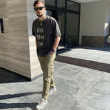 Present T Shirt Distressed Letters Printed Loose Couple round Neck