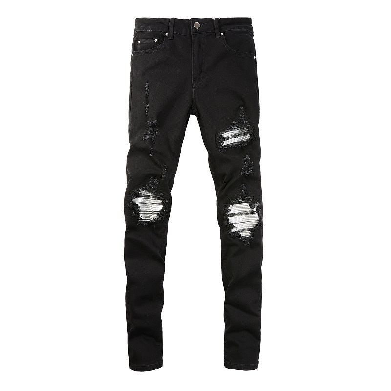 Amiri Jeans Casual Hip Hop Wash Splash-Ink Painted Slim Jeans Casual Fashionable 877