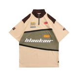 Blackair T Shirt Vintage Spring/Summer Locomotive Style T-shirt Zipper Polo Stand Collar