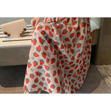 Strawberry Print Strap Chiffon Dress Cottagecore Dress