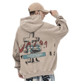 Rrr123 Hoodie Hip Hop Retro Distressed Casual Loose-Fitting Hoodie Sweatshirt
