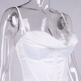 Bella Hadid Dress Satin Fishbone Pleated Suspender Dress