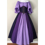 Vintage Empire Waist Dress Stitching Flounced Sleeve Lace-up Cinched Swing Dress Dress for Women