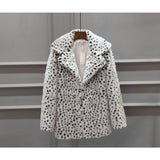 Men Dalmatian Coat Fur Mid-Length Suit Coat