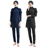 Burkini Swimwear Muslim Fashion Outfits Plus Size Long Sleeve Trousers Black Slimming Women's Swimwear