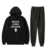 Black Lives Matter Dressing Trendy Hooded Sweater Ankle Banded Pants Casual Suit