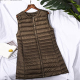 Women Winter Coats Puffer down Vest Lightweight down Waistcoat Women's plus Size round Neck Coat