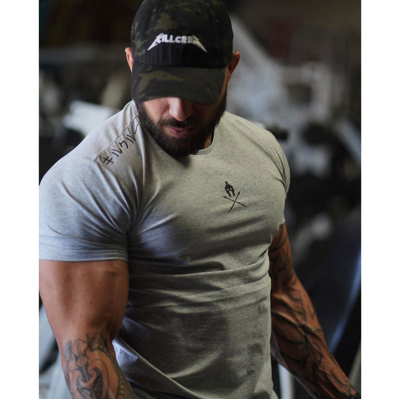 jogging shorts for men Slim Fit Muscle Gym Men Shorts Running Workout Elastic Slim Fit round Neck Short Sleeve