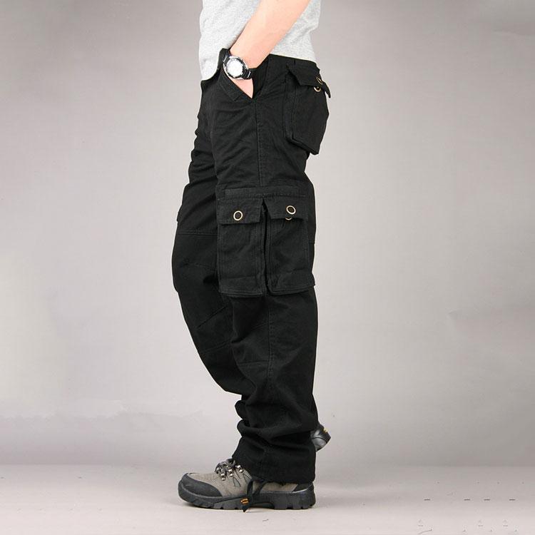 Baggy Cargo Pants for Men Thick Ribbon Style Trousers Casual Pants All Cotton Loose Overalls Men's Pants plus Size Retro Sports